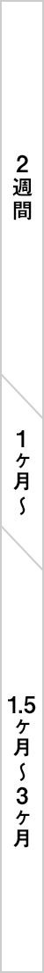 2週間 1ヶ月〜 1.5ヶ月〜3ヶ月